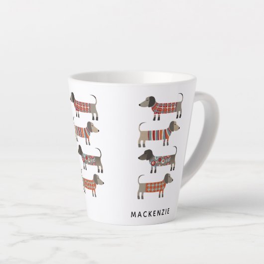Dachshund Sause Dog - Aangepast Latte Mok (Rechterhoek)