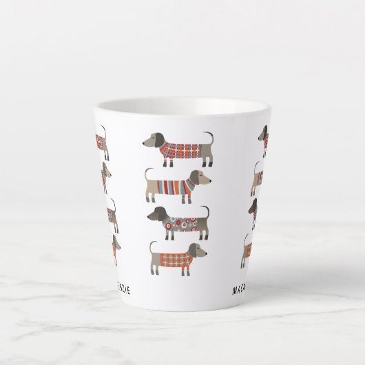 Dachshund Sause Dog - Aangepast Latte Mok (Voorkant)