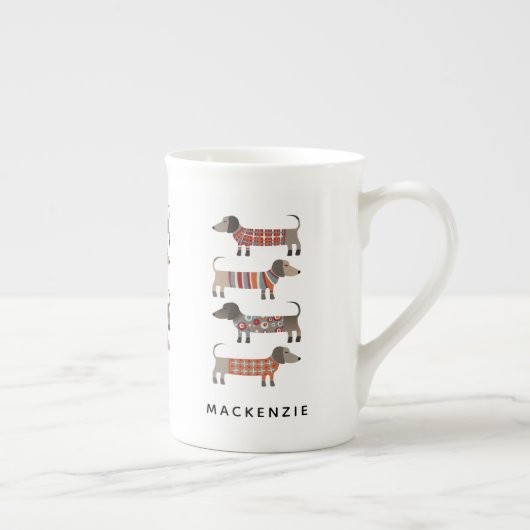 Dachshund Sause Dog - Aangepast Porselein Kop (Rechts)