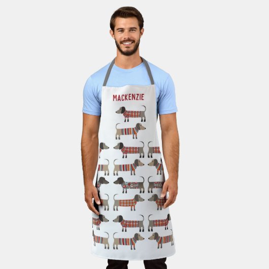 Dachshund Sause Dog - Aangepast Schort (Gedragen)