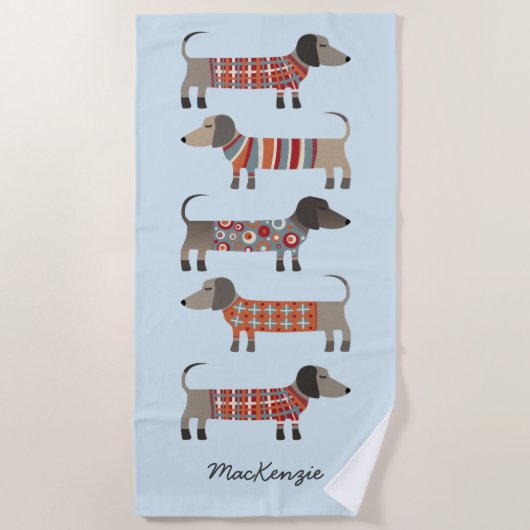Dachshund Sause Dog - Aangepast Strandlaken (Voorkant)
