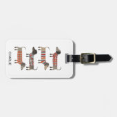 Dachshund Sause Dog Aangepaste naam Bagagelabel (Voorkant horizontaal)