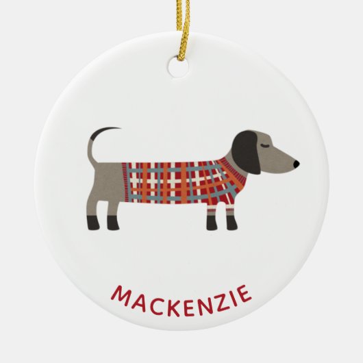 Dachshund Sause Dog Aangepaste naam Keramisch Ornament (Voorkant)