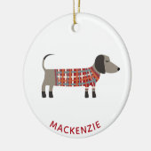Dachshund Sause Dog Aangepaste naam Keramisch Ornament (Links)
