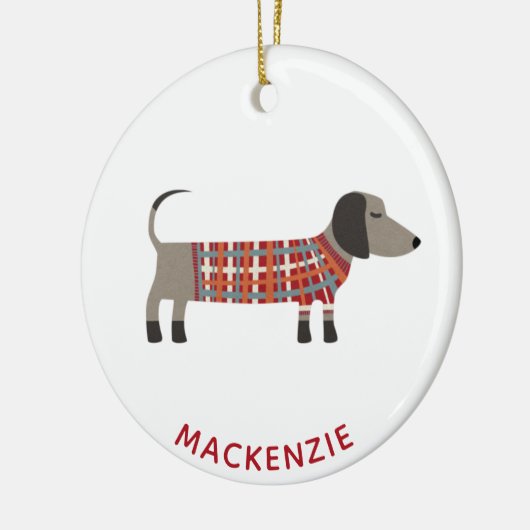 Dachshund Sause Dog Aangepaste naam Keramisch Ornament (Links)