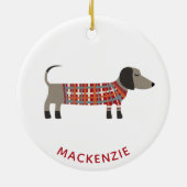 Dachshund Sause Dog Aangepaste naam Keramisch Ornament (Achterkant)