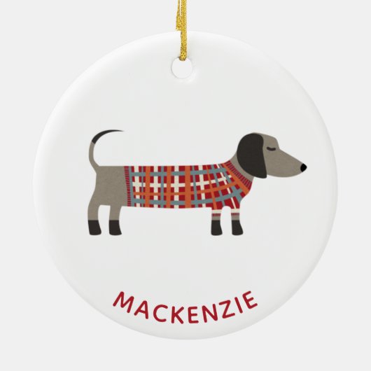 Dachshund Sause Dog Aangepaste naam Keramisch Ornament (Achterkant)