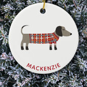 Dachshund Sause Dog Aangepaste naam Keramisch Ornament