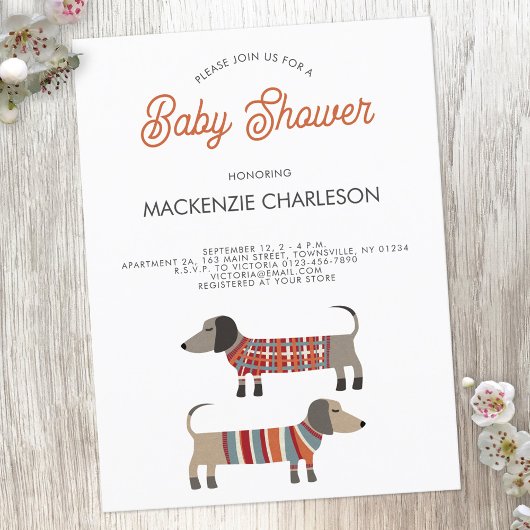 Dachshund Sause Dog Baby shower Invitation Briefkaart
