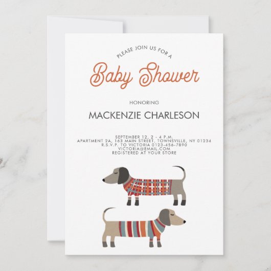 Dachshund Sause Dog Baby shower Kaart (Voorkant)