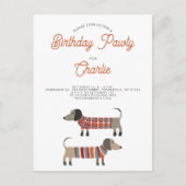 Dachshund Sause Dog Birthday Pawty Invitation Briefkaart (Voorkant)