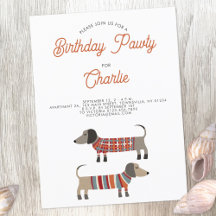 Dachshund Sause Dog Birthday Pawty Invitation