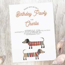 Dachshund Sause Dog Birthday Pawty Invitation Briefkaart