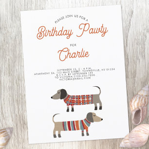 Dachshund Sause Dog Birthday Pawty Invitation Briefkaart
