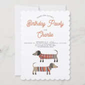 Dachshund Sause Dog Birthday Pawty Kaart (Voorkant)