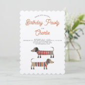 Dachshund Sause Dog Birthday Pawty Kaart (Staand voorkant)