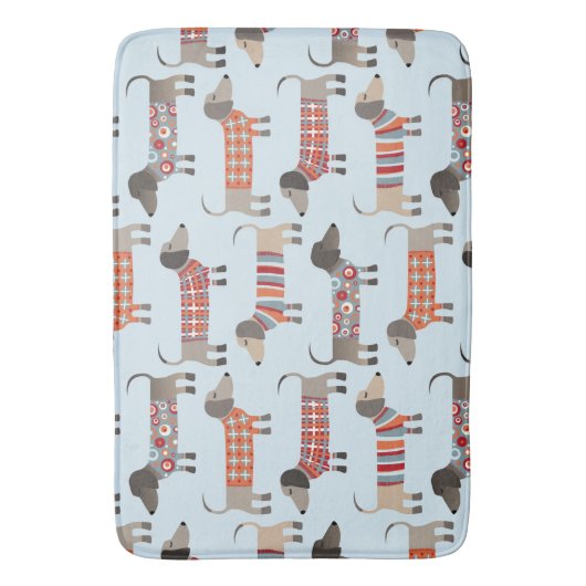 Dachshund Sause Dog Blue Badmat (Voorkant Verticaal)