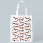 Dachshund Sause Dog Boodschappentas<br><div class="desc">Kleine dachshundworst of wierhonden in houten breien. Ideaal voor hondenliefhebbers en hondenwandelaars.</div>