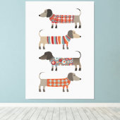 Dachshund Sause Dog Canvas Afdruk (Insitu (Houten vloer))