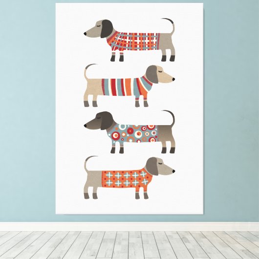 Dachshund Sause Dog Canvas Afdruk (Insitu (Houten vloer))