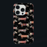 Dachshund Sause Dog Dark iPhone 15 Pro Case<br><div class="desc">Kleine dachshundworst of wierhonden in houten breien. Ideaal voor hondenliefhebbers,  hondenmoeders,  hondenbroodjes en hondenwandelaars. Originele kunst van Nic Squirrell.</div>