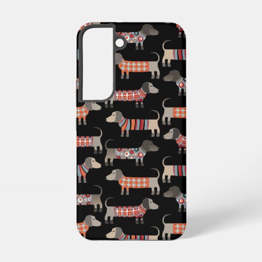 Dachshund Sause Dog Dark Samsung Galaxy Hoesje (Achterkant)