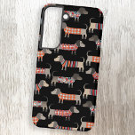 Dachshund Sause Dog Dark Samsung Galaxy Hoesje<br><div class="desc">Kleine dachshundworst of wierhonden in houten breien. Ideaal voor hondenliefhebbers,  hondenmoeders,  hondenbroodjes en hondenwandelaars. Originele kunst van Nic Squirrell.</div>