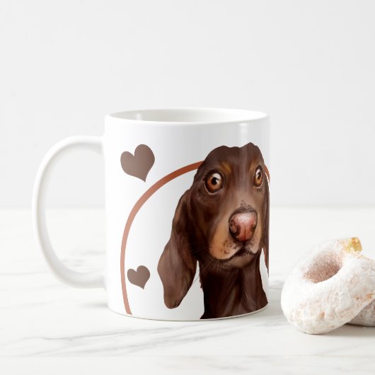 Dachshund Sause Dog Elke snack die je maakt Koffiemok (Met donut)