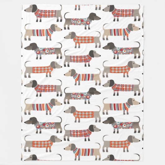 Dachshund Sause Dog Fleece Deken (Voorkant)