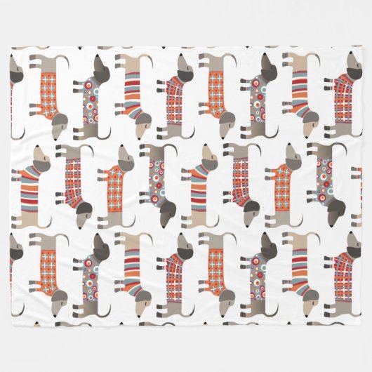 Dachshund Sause Dog Fleece Deken (Voorkant (Horizontaal))