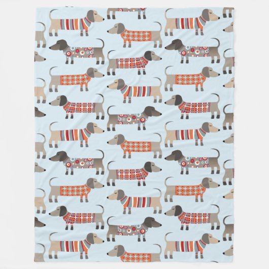 Dachshund Sause Dog Fleece Deken (Voorkant)