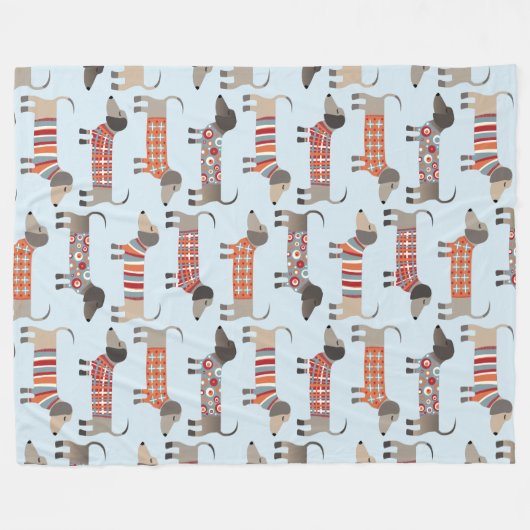 Dachshund Sause Dog Fleece Deken (Voorkant (Horizontaal))