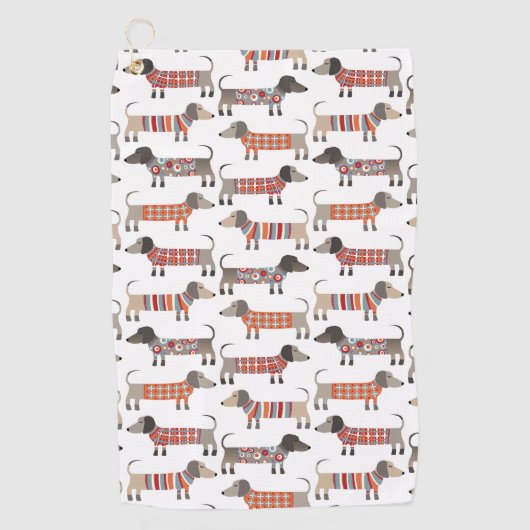 Dachshund Sause Dog Golfhanddoek (Voorkant)