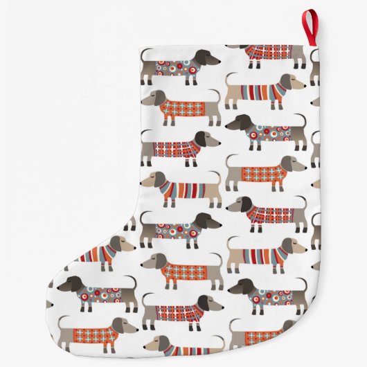 Dachshund Sause Dog Grote Kerstsok (Achterkant)