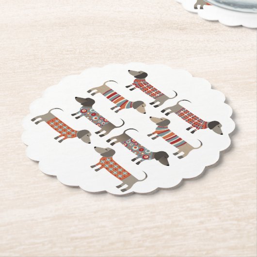 Dachshund Sause Dog Kartonnen Onderzetters (Gekanteld)