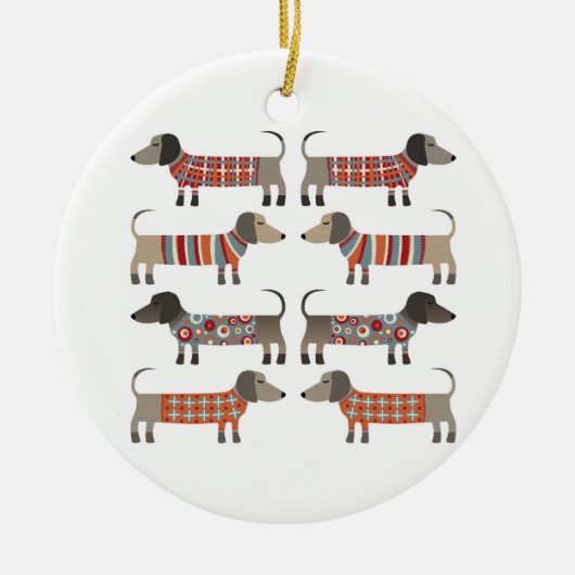 Dachshund Sause Dog Keramisch Ornament (Voorkant)