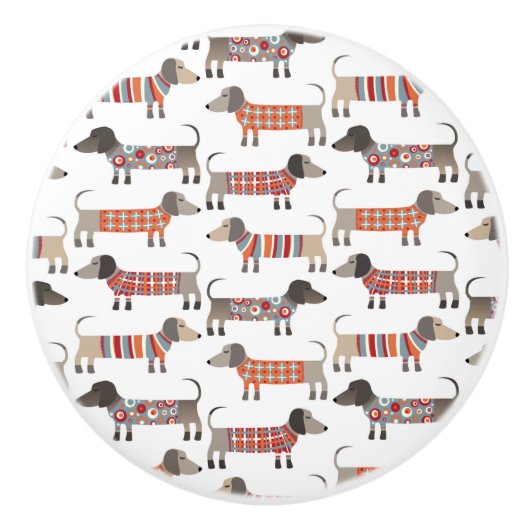 Dachshund Sause Dog Keramische Knop (Voorkant)