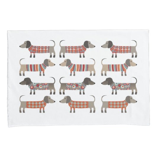 Dachshund Sause Dog Kussensloop (Voorkant-Rechts)