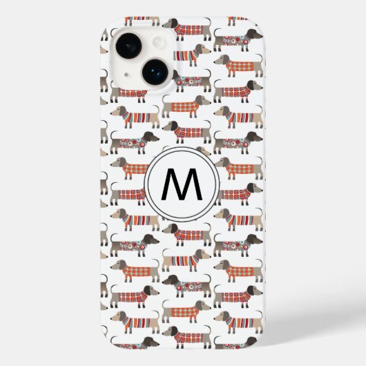 Dachshund Sause Dog Monogram Case-Mate iPhone Case (Achterkant)