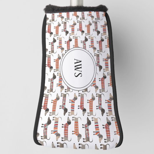 Dachshund Sause Dog Monogram Golfheadcover (Draai 90)