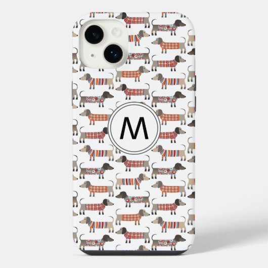 Dachshund Sause Dog Monogram iPhone Hoesje (Achterkant)