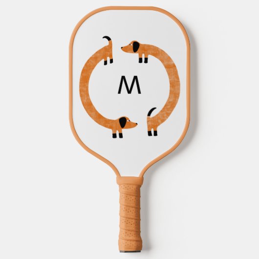Dachshund Sause Dog Monogram Pickleball Paddle (Voorkant)
