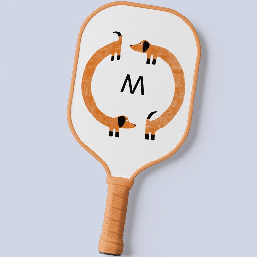 Dachshund Sause Dog Monogram Pickleball Paddle