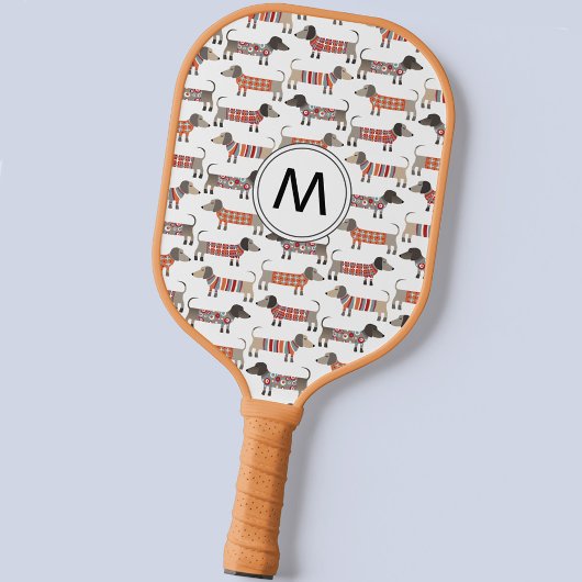 Dachshund Sause Dog Monogram Pickleball Paddle