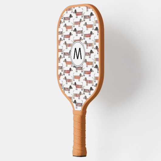 Dachshund Sause Dog Monogram Pickleball Paddle (Links)