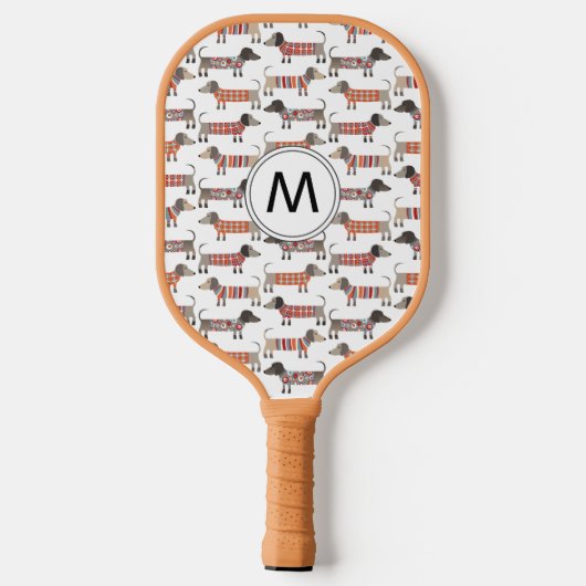 Dachshund Sause Dog Monogram Pickleball Paddle (Achterkant)