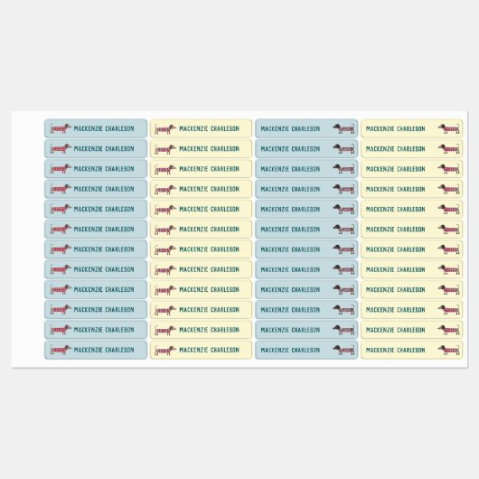 Dachshund Sause Dog Name Labels (Vel)