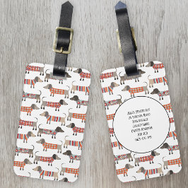 Dachshund Sause Dog Patroon (Aangepaste naam) Bagagelabel