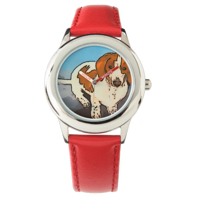 Dachshund Sause Dog Pet Waterverf Horloge (Voorkant)