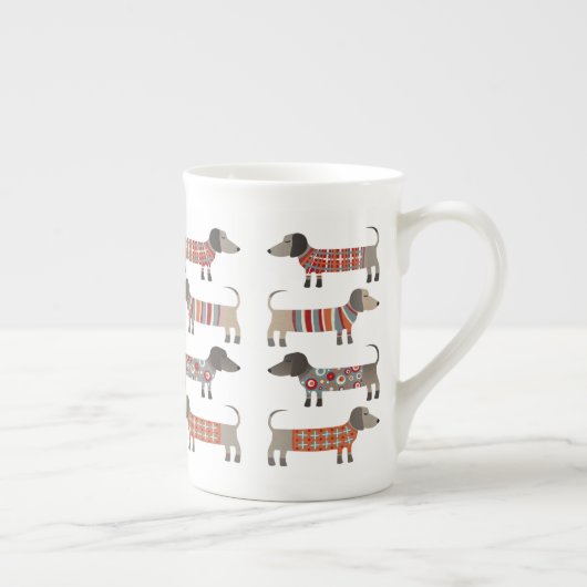 Dachshund Sause Dog Porselein Kop (Rechts)